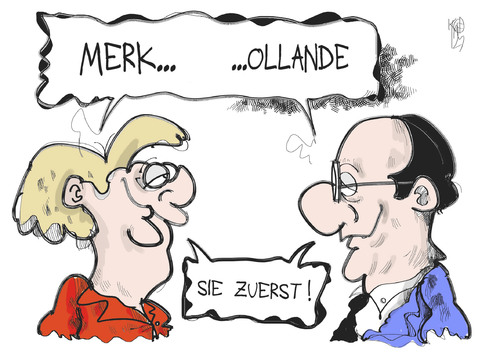 Cartoon: Merkollande (medium) by Kostas Koufogiorgos tagged merkollande,merkel,hollande,frankreich,deutschland,präsident,bundeskanzlerin,politik,karikatur,koufogiorgos,merkel,hollande,frankreich