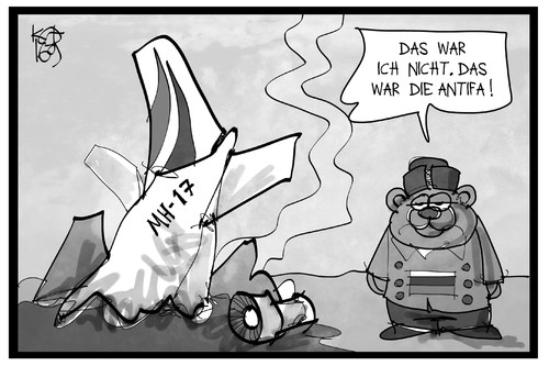 Cartoon: MH 17 (medium) by Kostas Koufogiorgos tagged karikatur,koufogiorgos,illustration,cartoon,mh17,russland,baer,abschuss,antifa,verantwortung,ukraine,konflikt,buk,rakete,karikatur,koufogiorgos,illustration,cartoon,mh17,russland,baer,abschuss,antifa,verantwortung,ukraine,konflikt,buk,rakete