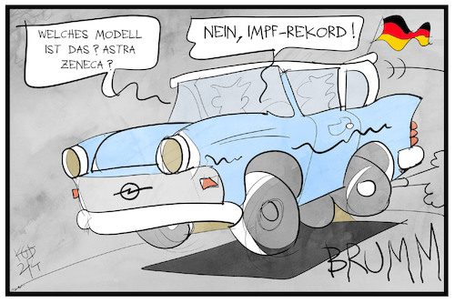 Cartoon: Modell Impf-Rekord (medium) by Kostas Koufogiorgos tagged karikatur,koufogiorgos,illustration,cartoon,rekord,astra,opel,modell,auto,impfen,impfstoff,cortona,pandemie,deutschland,karikatur,koufogiorgos,illustration,cartoon,rekord,astra,opel,modell,auto,impfen,impfstoff,cortona,pandemie,deutschland