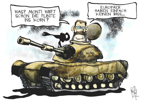 Cartoon: Monti und Mursi (medium) by Kostas Koufogiorgos tagged mursi,monti,panzer,militär,gewalt,italien,rücktritt,europa,ägypten,karikatur,kostas,koufogiorgos,mursi,monti,panzer,militär,gewalt,italien,rücktritt,europa,ägypten,karikatur,kostas,koufogiorgos