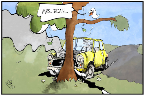 Cartoon: Mrs. Bean (medium) by Kostas Koufogiorgos tagged karikatur,koufogiorgos,illustration,cartoon,theresa,may,uk,mini,auto,bean,komiker,unfall,baum,vogel,wahl,grossbritannien,karikatur,koufogiorgos,illustration,cartoon,theresa,may,uk,mini,auto,bean,komiker,unfall,baum,vogel,wahl,grossbritannien