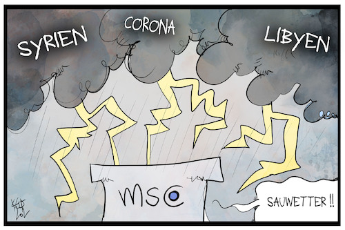 Cartoon: Münchner Sicherheitskonferenz 20 (medium) by Kostas Koufogiorgos tagged karikatur,koufogiorgos,illustration,cartoon,msc,syrien,libyen,corona,virus,konflikt,wetter,blitz,donner,unwetter,karikatur,koufogiorgos,illustration,cartoon,msc,syrien,libyen,corona,virus,konflikt,wetter,blitz,donner,unwetter