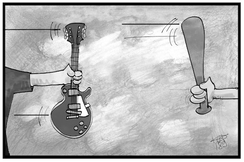 Cartoon: Musik gegen Hass (medium) by Kostas Koufogiorgos tagged karikatur,koufogiorgos,illustration,cartoon,konzert,musik,gitarre,schlagstock,gewalt,rechtsextremismus,chemnitz,karikatur,koufogiorgos,illustration,cartoon,konzert,musik,gitarre,schlagstock,gewalt,rechtsextremismus,chemnitz