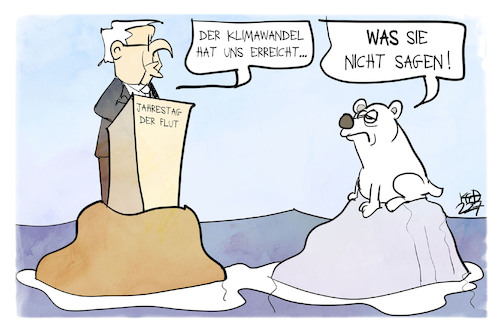 Cartoon: Nach der Flut (medium) by Kostas Koufogiorgos tagged karikatur,koufogiorgos,ahrtal,flut,katastropfe,steinmeier,eisbär,karikatur,koufogiorgos,ahrtal,flut,katastropfe,steinmeier,eisbär