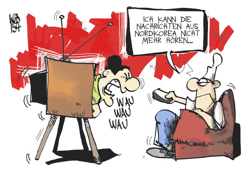 Cartoon: Nachrichten aus Nordkorea (medium) by Kostas Koufogiorgos tagged nordkorea,nachrichten,fernsehen,michel,korea,konflikt,karikatur,kostas,koufogiorgos,nordkorea,nachrichten,fernsehen,michel,korea,konflikt,karikatur,kostas,koufogiorgos