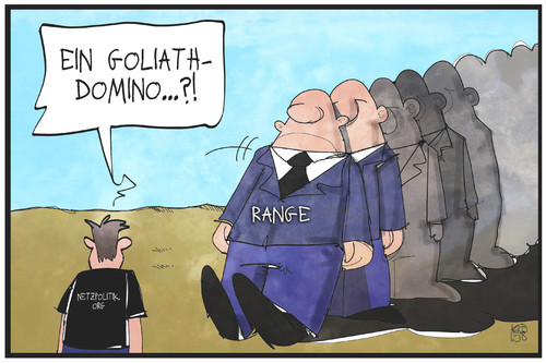 Cartoon: Netzpolitik.org (medium) by Kostas Koufogiorgos tagged karikatur,koufogiorgos,illustration,cartoon,netzpolitik,landesverrat,goliath,david,domino,sturz,range,maasen,maas,rücktritt,pressefreiheit,journalismus,fall,karikatur,koufogiorgos,illustration,cartoon,netzpolitik,landesverrat,goliath,david,domino,sturz,range,maasen,maas,rücktritt,pressefreiheit,journalismus,fall