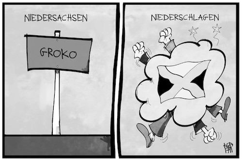 Cartoon: Niedersachsen und Jamaika (medium) by Kostas Koufogiorgos tagged karikatur,koufogiorgos,illustration,cartoon,niedersachsen,niederschlagen,groko,jamaika,politik,koalition,streit,sondierung,parteien,bündnis,karikatur,koufogiorgos,illustration,cartoon,niedersachsen,niederschlagen,groko,jamaika,politik,koalition,streit,sondierung,parteien,bündnis