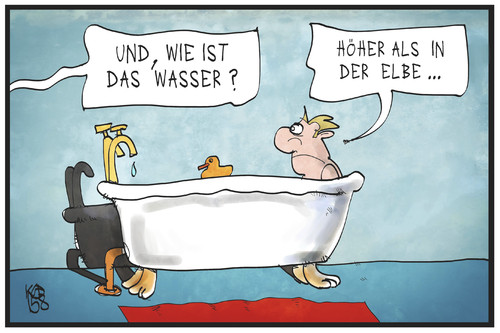 Cartoon: Niedrigwasser (medium) by Kostas Koufogiorgos tagged karikatur,koufogiorgos,illustration,cartoon,umwelt,wasser,pegel,dürre,trockenheit,wetter,klima,bad,badewanne,fluss,elbe,karikatur,koufogiorgos,illustration,cartoon,umwelt,wasser,pegel,dürre,trockenheit,wetter,klima,bad,badewanne,fluss,elbe