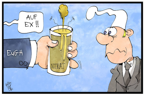 Cartoon: Nitratbelastung im Grundwasser (medium) by Kostas Koufogiorgos tagged karikatur,koufogiorgos,illustration,cartoon,nitrat,belastung,eugh,urteil,verurteilung,michel,trinken,landwirtschaft,gülle,dünger,grundwasser,umwelt,gesundheit,karikatur,koufogiorgos,illustration,cartoon,nitrat,belastung,eugh,urteil,verurteilung,michel,trinken,landwirtschaft,gülle,dünger,grundwasser,umwelt,gesundheit