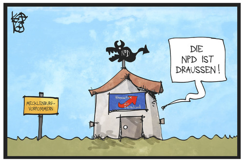 Cartoon: NPD  und AfD (medium) by Kostas Koufogiorgos tagged karikatur,koufogiorgos,illustration,cartoon,mecklenburg,vorpommern,afd,npd,partei,haus,wetterhahn,landtag,wahl,landtagswahl,politik,karikatur,koufogiorgos,illustration,cartoon,mecklenburg,vorpommern,afd,npd,partei,haus,wetterhahn,landtag,wahl,landtagswahl,politik