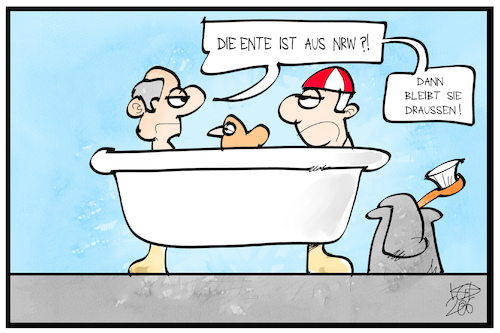 Cartoon: NRW bleibt draußen (medium) by Kostas Koufogiorgos tagged karikatur,koufogiorgos,illustration,cartoon,nrw,loriot,maenner,bad,badewanne,ente,corona,stigmatisierung,pandemie,karikatur,koufogiorgos,illustration,cartoon,nrw,loriot,maenner,bad,badewanne,ente,corona,stigmatisierung,pandemie