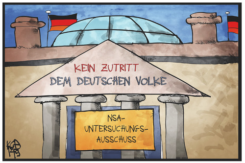 Cartoon: NSA-Untersuchungsausschuss (medium) by Kostas Koufogiorgos tagged karikatur,koufogiorgos,illustration,cartoon,nsa,untersuchungsausschuss,reichstag,zutritt,verboten,politik,ausspäh,affäre,karikatur,koufogiorgos,illustration,cartoon,nsa,untersuchungsausschuss,reichstag,zutritt,verboten,politik,ausspäh,affäre