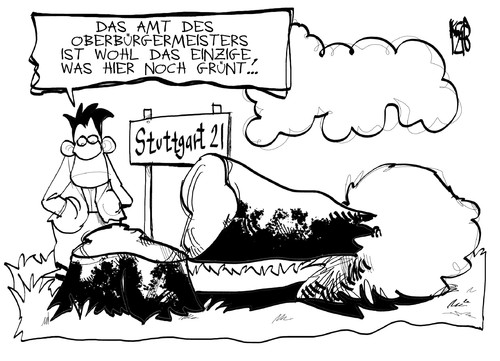 Cartoon: OB-Wahl Stuttgart (medium) by Kostas Koufogiorgos tagged grün,kuhn,stuttgart,21,bahnhof,baum,park,schlossgarten,oberbürgermeister,ob,wahl,natur,karikatur,kostas,koufogiorgos,grün,kuhn,stuttgart,21,bahnhof,baum,park,schlossgarten,oberbürgermeister,ob,wahl,natur,karikatur,kostas,koufogiorgos