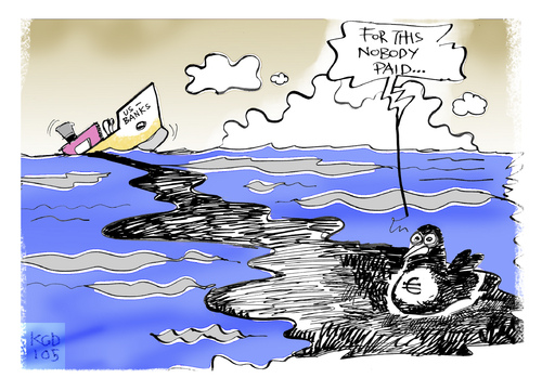 Cartoon: Oil Slick - Financial Crisis USA (medium) by Kostas Koufogiorgos tagged 