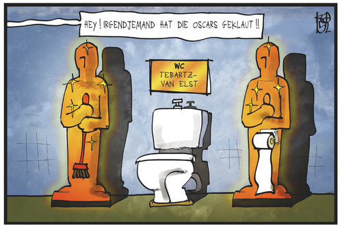 Cartoon: Oscar-Verleihung (medium) by Kostas Koufogiorgos tagged karikatur,koufogiorgos,illustration,cartoon,bischof,bischofssitz,toilette,bad,oscar,protz,prunk,religion,limburg,verschwendung,diebstahl,academy,award,film,preis,trophäe,hollywood,karikatur,koufogiorgos,illustration,cartoon,bischof,bischofssitz,toilette,bad,oscar,protz,prunk,religion,limburg,verschwendung,diebstahl,academy,award,film,preis,trophäe,hollywood