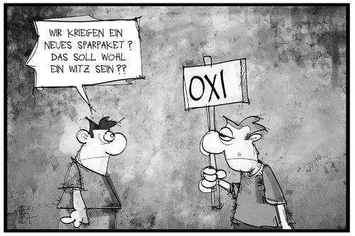 Cartoon: OXI (medium) by Kostas Koufogiorgos tagged karikatur,koufogiorgos,illustration,cartoon,griechenland,oxi,referendum,protest,demonstration,europa,schuldenkrise,wirtschaft,politik,karikatur,koufogiorgos,illustration,cartoon,griechenland,oxi,referendum,protest,demonstration,europa,schuldenkrise,wirtschaft,politik