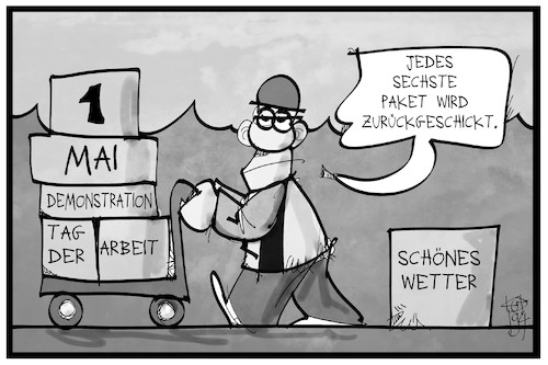 Cartoon: Paketzustellung im Mai (medium) by Kostas Koufogiorgos tagged karikatur,koufogiorgos,illustration,cartoon,paketdienst,paketzustellung,mai,feiertag,dienstleistung,tag,arbeit,soziales,karikatur,koufogiorgos,illustration,cartoon,paketdienst,paketzustellung,mai,feiertag,dienstleistung,tag,arbeit,soziales