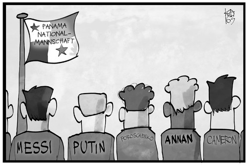 Cartoon: Panama-Mannschaft (medium) by Kostas Koufogiorgos tagged karikatur,koufogiorgos,illustration,cartoon,panama,papers,mannschaft,spieler,messi,annan,poroschenko,putin,cameron,steueroase,betrug,nationalmannschaft,geld,steuern,briefkastenfirma,karikatur,koufogiorgos,illustration,cartoon,panama,papers,mannschaft,spieler,messi,annan,poroschenko,putin,cameron,steueroase,betrug,nationalmannschaft,geld,steuern,briefkastenfirma