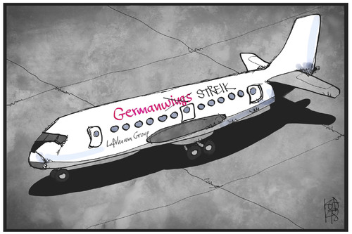 Cartoon: Pilotenstreik (medium) by Kostas Koufogiorgos tagged karikatur,koufogiorgos,illustration,cartoon,streik,piloten,germanwings,lufthansa,flugzeug,tragfläche,wirtschaft,verkehr,gewerkschaft,arbeitskampf,karikatur,koufogiorgos,illustration,cartoon,streik,piloten,germanwings,lufthansa,flugzeug,tragfläche,wirtschaft,verkehr,gewerkschaft,arbeitskampf