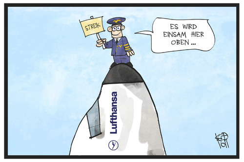 Cartoon: Pilotenstreik (medium) by Kostas Koufogiorgos tagged karikatur,koufogiorgos,illustration,cartoon,pilotenstreik,pilot,lufthansa,einsam,allein,berg,gipfel,flugzeug,streik,arbeitskampf,cockpit,karikatur,koufogiorgos,illustration,cartoon,pilotenstreik,pilot,lufthansa,einsam,allein,berg,gipfel,flugzeug,streik,arbeitskampf,cockpit