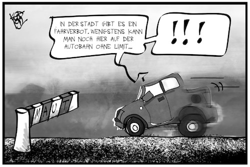 Cartoon: PKW-Maut (medium) by Kostas Koufogiorgos tagged karikatur,koufogiorgos,illustration,cartoon,pkw,maut,auto,verkehr,tempolimit,fahrverbot,ausgebremst,autobahn,gebühr,strasse,autofahrer,mobilität,karikatur,koufogiorgos,illustration,cartoon,pkw,maut,auto,verkehr,tempolimit,fahrverbot,ausgebremst,autobahn,gebühr,strasse,autofahrer,mobilität