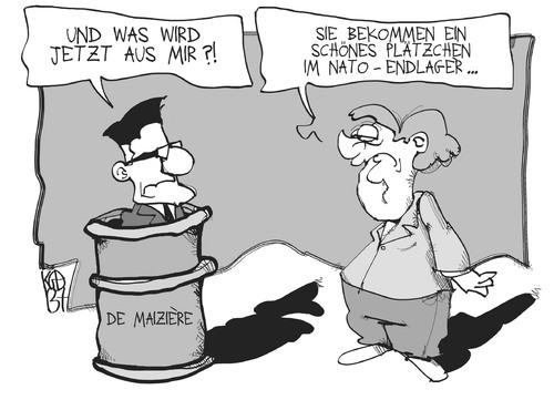 Cartoon: Politisches Endlager (medium) by Kostas Koufogiorgos tagged nato,maiziere,merkel,endlager,müll,verteidigungsminister,generalsekretär,karikatur,koufogiorgos,nato,maiziere,merkel,endlager,müll,verteidigungsminister,generalsekretär,karikatur,koufogiorgos