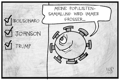 Cartoon: Populisten-Sammlung (medium) by Kostas Koufogiorgos tagged karikatur,koufogiorgos,illustration,cartoon,populisten,sammlung,corona,virus,trump,johnson,bolsonaro,covid19,karikatur,koufogiorgos,illustration,cartoon,populisten,sammlung,corona,virus,trump,johnson,bolsonaro,covid19