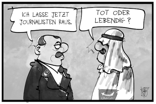 Cartoon: Pressefreiheit (medium) by Kostas Koufogiorgos tagged karikatur,koufogiorgos,illustration,cartoon,pressefreiheit,khashoggi,erdogan,tuerkei,saudi,arabien,journalist,autor,mord,tot,lebendig,karikatur,koufogiorgos,illustration,cartoon,pressefreiheit,khashoggi,erdogan,tuerkei,saudi,arabien,journalist,autor,mord,tot,lebendig