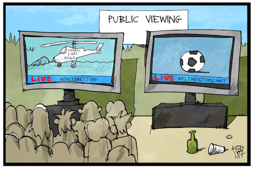 Cartoon: Public Viewing- Top oder Flop (medium) by Kostas Koufogiorgos tagged karikatur,koufogiorgos,illustration,cartoon,mitleid,thailand,höhle,rettung,public,viewing,anteilnahme,zuschauer,wm,fifa,russland,top,flop,karikatur,koufogiorgos,illustration,cartoon,mitleid,thailand,höhle,rettung,public,viewing,anteilnahme,zuschauer,wm,fifa,russland,top,flop