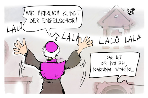 Cartoon: Razzia bei Woelki (medium) by Kostas Koufogiorgos tagged karikatur,koufogiorgos,woelki,engel,chor,razzia,polizei,koeln,kirche,meineid,karikatur,koufogiorgos,woelki,engel,chor,razzia,polizei,koeln,kirche,meineid