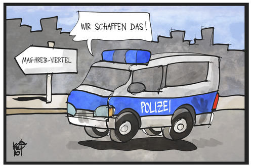 Cartoon: Razzia in Düsseldorf (medium) by Kostas Koufogiorgos tagged karikatur,koufogiorgos,illustration,cartoon,maghreb,viertel,polizei,razzia,schaffen,düsseldorf,nordafrikaner,kriminalität,karikatur,koufogiorgos,illustration,cartoon,maghreb,viertel,polizei,razzia,schaffen,düsseldorf,nordafrikaner,kriminalität