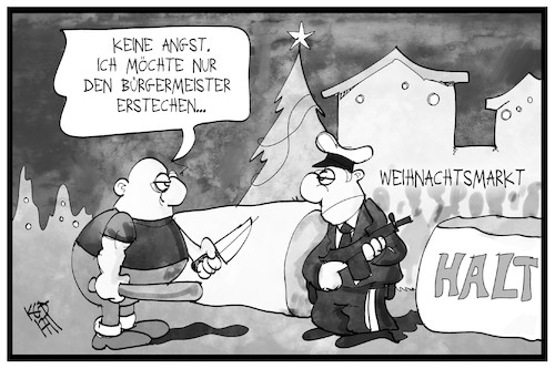 Cartoon: Rechter Terror (medium) by Kostas Koufogiorgos tagged karikatur,koufogiorgos,illustration,cartoon,altena,terror,terrorist,neonazo,angriff,anschlag,weihnachtsmarkt,sicherheit,schutz,polizei,absperrung,karikatur,koufogiorgos,illustration,cartoon,altena,terror,terrorist,neonazo,angriff,anschlag,weihnachtsmarkt,sicherheit,schutz,polizei,absperrung