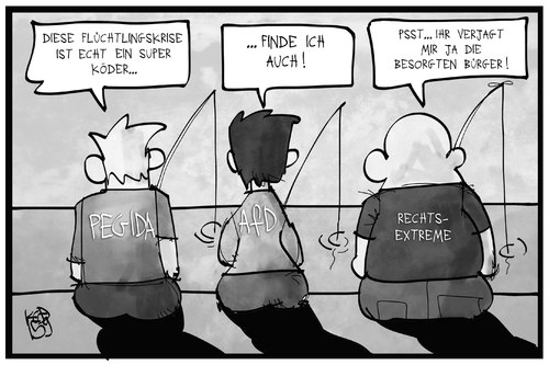 Cartoon: Rechtspopulismus (medium) by Kostas Koufogiorgos tagged karikatur,koufogiorgos,illustration,cartoon,afd,pegida,rechtsextremismus,rechtsextrem,fischen,köder,flüchtlingskrise,besorgte,bürger,rechtspopulismus,stimmen,stimmenfang,politik,partei,karikatur,koufogiorgos,illustration,cartoon,afd,pegida,rechtsextremismus,rechtsextrem,fischen,köder,flüchtlingskrise,besorgte,bürger,rechtspopulismus,stimmen,stimmenfang,politik,partei