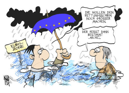 Cartoon: Rettungsschirm (medium) by Kostas Koufogiorgos tagged euro,rettungsschirm,esm,flut,wasser,arche,schulden,krise,europa,karikatur,kostas,koufogiorgos