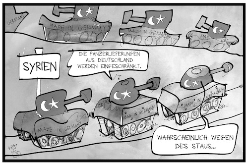 Cartoon: Rüstungsstau (medium) by Kostas Koufogiorgos tagged karikatur,koufogiorgos,illustration,cartoon,syrien,tuerkei,panzer,leopard,stau,waffen,rüstung,karikatur,koufogiorgos,illustration,cartoon,syrien,tuerkei,panzer,leopard,stau,waffen,rüstung