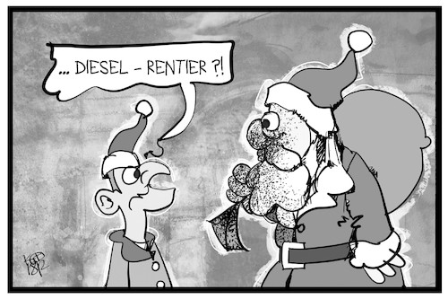 Cartoon: Saubere Festtage (medium) by Kostas Koufogiorgos tagged karikatur,koufogiorgos,illustration,cartoon,diesel,rentier,luftverschmutzung,feinstaub,weihnachtsmann,umwelt,karikatur,koufogiorgos,illustration,cartoon,diesel,rentier,luftverschmutzung,feinstaub,weihnachtsmann,umwelt