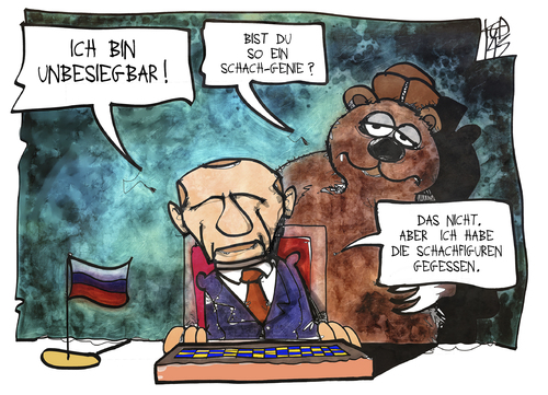 Cartoon: Schach um die Krim (medium) by Kostas Koufogiorgos tagged karikatur,koufogiorgos,illustration,cartoon,putin,bär,russland,schach,spiel,politik,strategie,konflikt,krise,karikatur,koufogiorgos,illustration,cartoon,putin,bär,russland,schach,spiel,politik,strategie,konflikt,krise