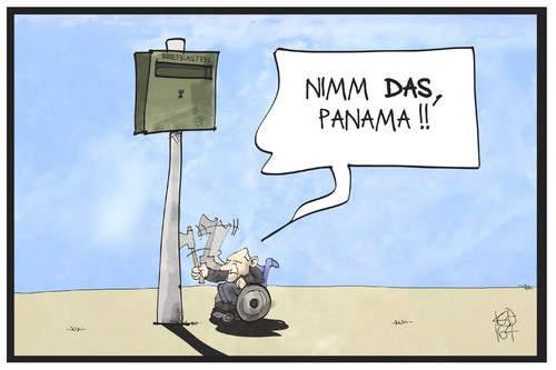 Cartoon: Schäuble vs. Panama (medium) by Kostas Koufogiorgos tagged karikatur,koufogiorgos,illustration,cartoon,schaeuble,briefkasten,panama,fällen,baum,stürzen,kampf,duell,papers,steuerhinterziehung,geldwaesche,wirtschaft,korruption,geld,finanzminister,karikatur,koufogiorgos,illustration,cartoon,schaeuble,briefkasten,panama,fällen,baum,stürzen,kampf,duell,papers,steuerhinterziehung,geldwaesche,wirtschaft,korruption,geld,finanzminister