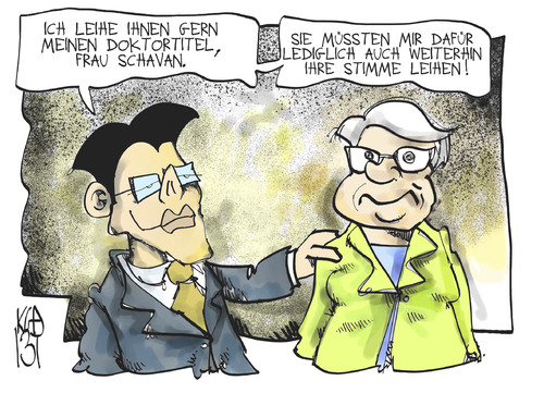 Cartoon: Schavan (medium) by Kostas Koufogiorgos tagged schavan,doktor,titel,wissenschaft,ministerin,stimme,wahl,fdp,cdu,leihstimme,dissertation,promotion,karikatur,kostas,koufogiorgos,schavan,doktor,titel,wissenschaft,ministerin,stimme,wahl,fdp,cdu,leihstimme,dissertation,promotion,karikatur,kostas,koufogiorgos