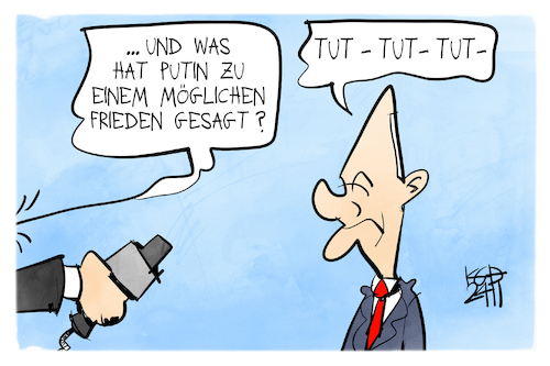 Cartoon: Scholz und Putin (medium) by Kostas Koufogiorgos tagged karikatur,koufogiorgos,putin,scholz,frieden,ukraine,russland,telefonat,tut,karikatur,koufogiorgos,putin,scholz,frieden,ukraine,russland,telefonat,tut