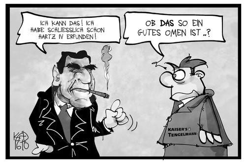 Cartoon: Schröder schlichtet (medium) by Kostas Koufogiorgos tagged karikatur,koufogiorgos,illustration,cartoon,schroeder,kaisers,tengelmann,hartz,kompetenz,omen,bundeskanzler,schlichter,schlichtung,karikatur,koufogiorgos,illustration,cartoon,schroeder,kaisers,tengelmann,hartz,kompetenz,omen,bundeskanzler,schlichter,schlichtung