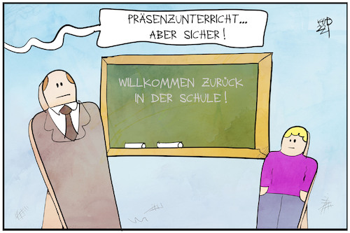 Cartoon: Schulöffnungen (medium) by Kostas Koufogiorgos tagged karikatur,koufogiorgos,illustration,cartoon,schule,lehrer,schüler,pandemie,präsenzunterricht,karikatur,koufogiorgos,illustration,cartoon,schule,lehrer,schüler,pandemie,präsenzunterricht