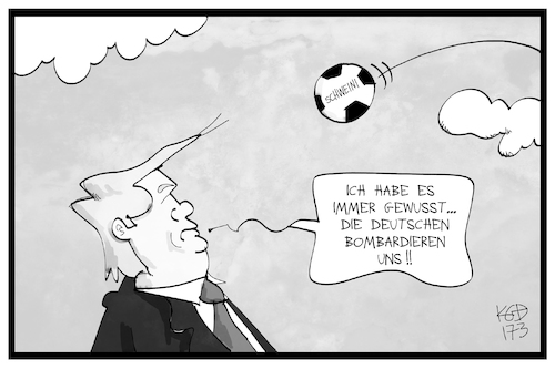 Cartoon: Schweinsteiger und Trump (medium) by Kostas Koufogiorgos tagged karikatur,koufogiorgos,illustration,cartoon,trump,schweinsteiger,chicago,usa,fussball,bombardierung,sport,verschwörungstheorie,krieg,konflikt,angriff,karikatur,koufogiorgos,illustration,cartoon,trump,schweinsteiger,chicago,usa,fussball,bombardierung,sport,verschwörungstheorie,krieg,konflikt,angriff