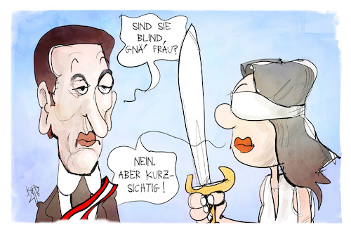 Cartoon: Sebastian Kurz (medium) by Kostas Koufogiorgos tagged karikatur,koufogiorgos,illustration,cartoon,kurz,oesterreich,justitia,ermittlung,razzia,korruption,karikatur,koufogiorgos,illustration,cartoon,kurz,oesterreich,justitia,ermittlung,razzia,korruption