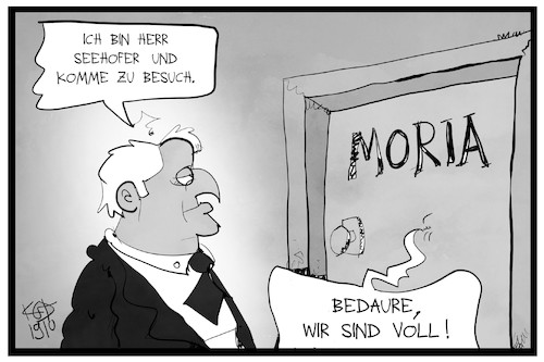 Cartoon: Seehofer in Moria (medium) by Kostas Koufogiorgos tagged karikatur,koufogiorgos,illustration,cartoon,seehofer,lesbos,moria,besuch,flüchtlingslager,asyl,mittelmeer,insel,griechenland,karikatur,koufogiorgos,illustration,cartoon,seehofer,lesbos,moria,besuch,flüchtlingslager,asyl,mittelmeer,insel,griechenland