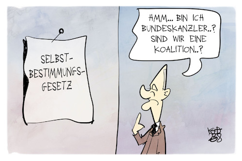 Cartoon: Selbstbestimmungsgesetz (medium) by Kostas Koufogiorgos tagged karikatur,koufogiorgos,scholz,kanzler,koalition,regierung,karikatur,koufogiorgos,scholz,kanzler,koalition,regierung