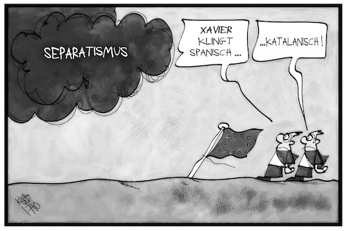 Cartoon: Separatismus (medium) by Kostas Koufogiorgos tagged karikatur,koufogiorgos,illustration,cartoon,xavier,europa,spanien,katalonien,spanisch,katalanisch,sturm,wetter,karikatur,koufogiorgos,illustration,cartoon,xavier,europa,spanien,katalonien,spanisch,katalanisch,sturm,wetter