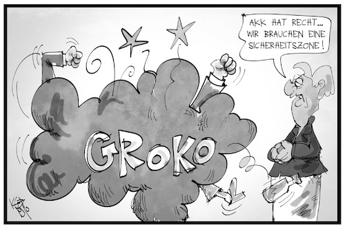 Cartoon: Sicherheitszone Groko (medium) by Kostas Koufogiorgos tagged karikatur,koufogiorgos,illustration,cartoon,groko,streit,merkel,kramp,karrenbauer,akk,syrien,sicherheitszone,spd,cdu,demokratie,außenpolitik,karikatur,koufogiorgos,illustration,cartoon,groko,streit,merkel,kramp,karrenbauer,akk,syrien,sicherheitszone,spd,cdu,demokratie,außenpolitik