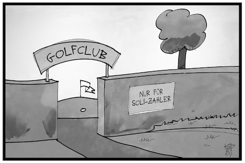 Cartoon: Soli-Abschaffung (medium) by Kostas Koufogiorgos tagged karikatur,koufogiorgos,illustration,cartoon,soli,solidaritätszuschlag,golf,golfclub,reichtum,steuer,karikatur,koufogiorgos,illustration,cartoon,soli,solidaritätszuschlag,golf,golfclub,reichtum,steuer