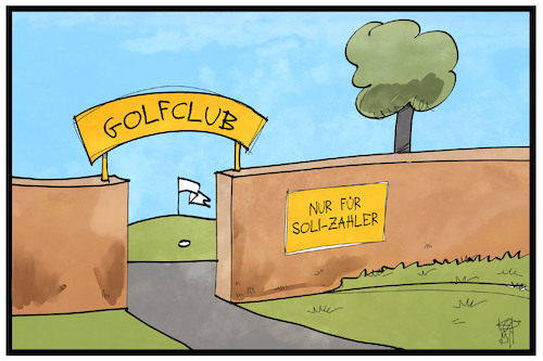 Cartoon: Soli-Abschaffung (medium) by Kostas Koufogiorgos tagged karikatur,koufogiorgos,illustration,cartoon,soli,solidaritätszuschlag,golf,golfclub,reichtum,steuer,karikatur,koufogiorgos,illustration,cartoon,soli,solidaritätszuschlag,golf,golfclub,reichtum,steuer